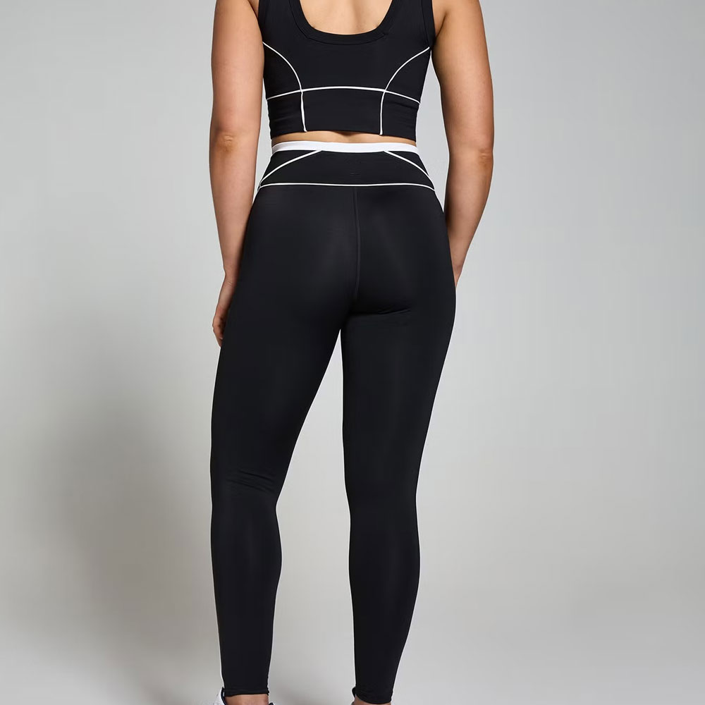 Contrast Texture Leggings - Black - Image 2