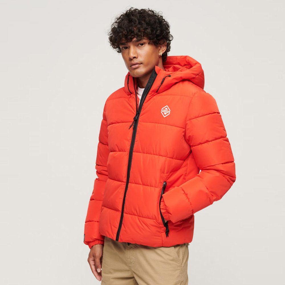 Hooded Microfibre Sports Puffer Jacket