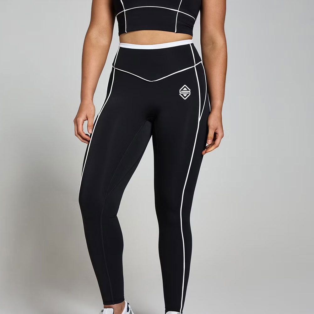 Contrast Texture Leggings - Black